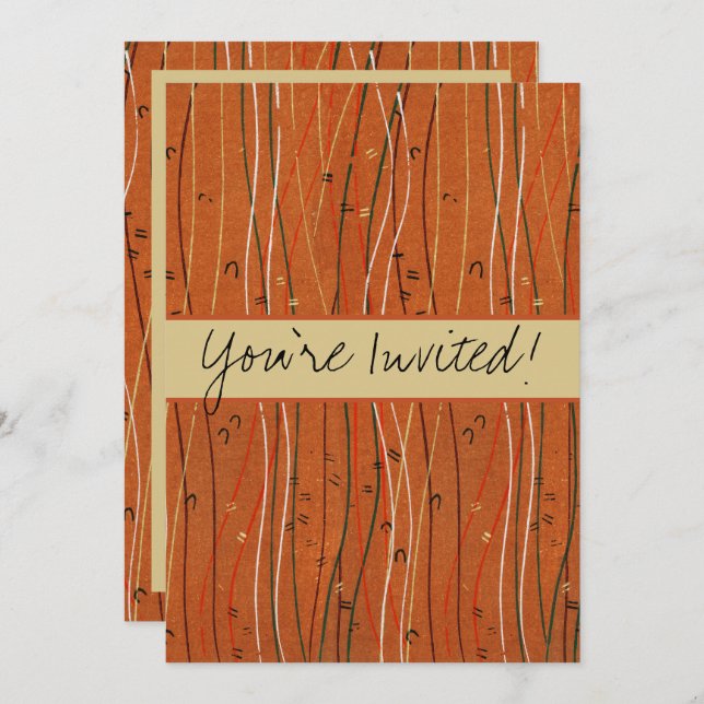 Convites Cinzas Vermelhas Ondas: Arte Abstrato Japonesa Mod (Frente/Verso)