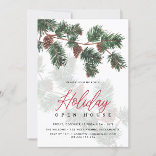 Convites Cinzento De Inverno E Cones  Holiday Open House