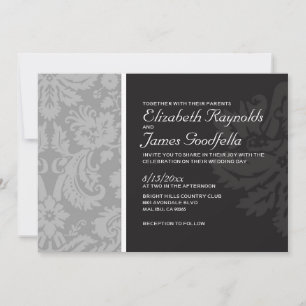 Convites cinzentos do casamento tema damasco