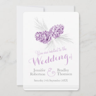 Convites cinzentos roxos do casamento da arte dos