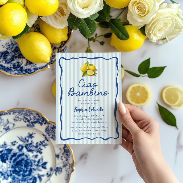 Convites Cio Bambino Whimsical Italiana Lemons Chá de frald (Cio Bambino Whimsical Lemon Baby Shower Invitation )
