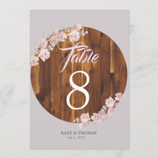 Convites Circ Rustic Floral Light Strings Wood Table Number