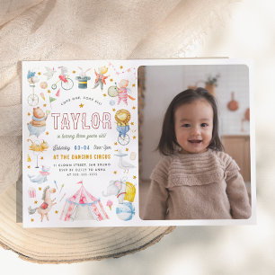 Convites Circo Animal   Aniversário do Carnaval de Aquarela
