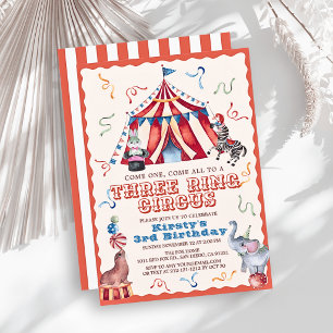 Convites Circo de Três Arenas Carnaval Animais 3º Aniversár