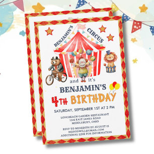 Convites Circo Grandioso Carnaval Menino 4º Aniversário