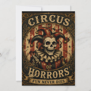 Convites Circo Vintage de Horrores Design de Halloween