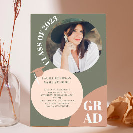 Convites Circuito retroativo verde castanho 5 fotos graduaç