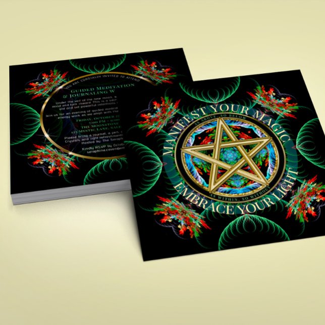 Convites Círculo Celestial da Lua Nova Pentáculo Dourado (Criador carregado)