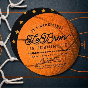 Convites Círculo de Aniversário de Menino Forma de Basquete