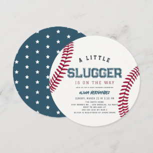 Convites Círculo de Chuvinha de Bebê Menino Little Slugger