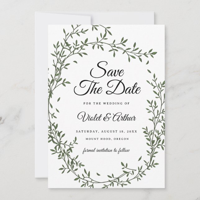 Convites Círculo de Noiva de Salvia Botânica Save The Date  (Frente)