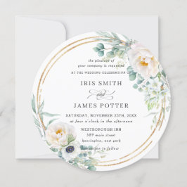 Convites Círculo Dourado de Casamento Eucalyptus com a Rúss