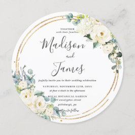 Convites Círculo Dourado de Casamento Eucalyptus com a Rúss