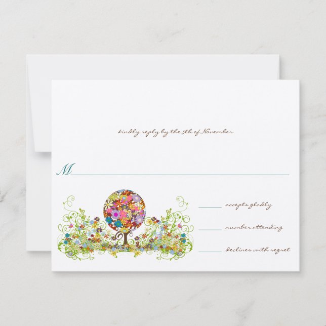 Convites Círculo Mágico Florestal de Casamento RSVP (Frente)