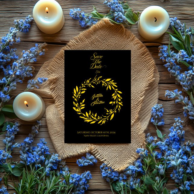 Convites Círculo Preto e Dourado Guardar a Data - Casamento (Criador carregado)