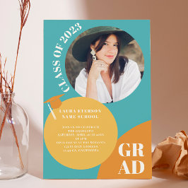 Convites Círculo retroativo da mostarda azul 5 fotos gradua