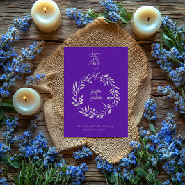 Convites Círculo Roxo Real e Prata Macia, Salve a Data