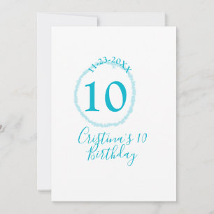 Convites Círculo turquesa. Brilhante 10.º aniversário negri