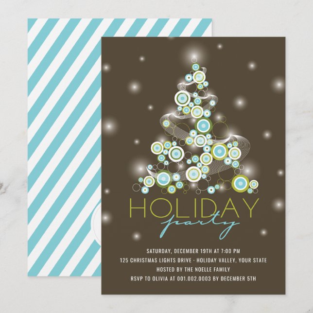 Convites Círculos Azuis Ganha Festa de Natal (Frente/Verso)