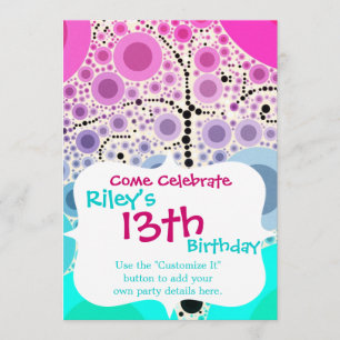 Convites Círculos de árvore de rolagem colorida com funk 