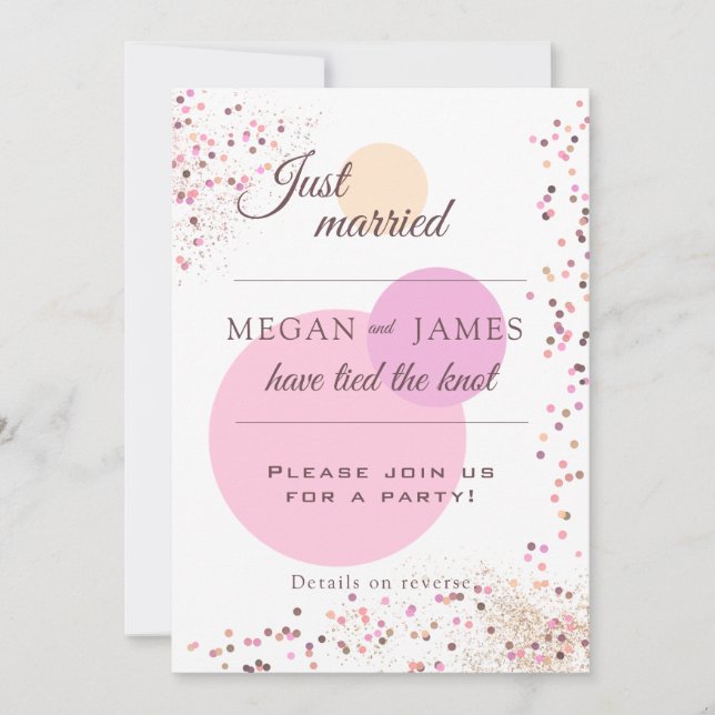 Convites Círculos de Confetes Cor-de-Rosa (Frente)