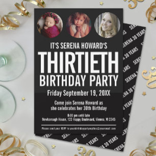 Convites Círculos de fotos em branco aniversário de 30 anos