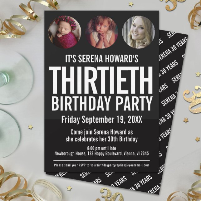 Convites Círculos de fotos em branco aniversário de 30 anos (Criador carregado)