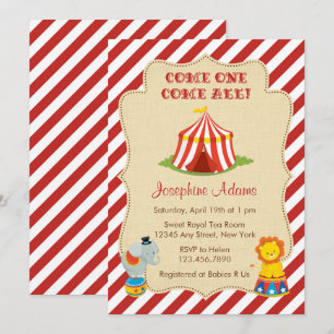 Convites Circus Animal Chá de fraldas