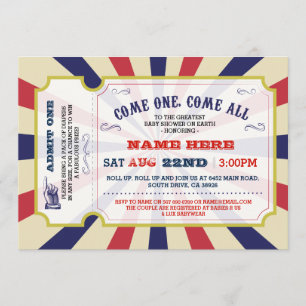 Convites Circus Carnival Gênero Revelar Chá de fraldas Conv