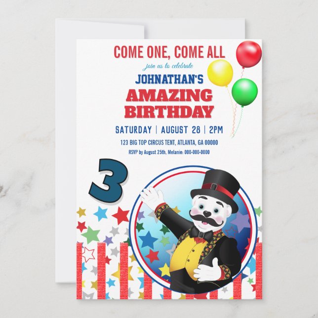 Convites Circus Polar Bear Ringmaster (Frente)