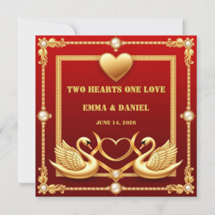Convites Cisne Casamento Decoração Casal Ouro Vermelho 💍