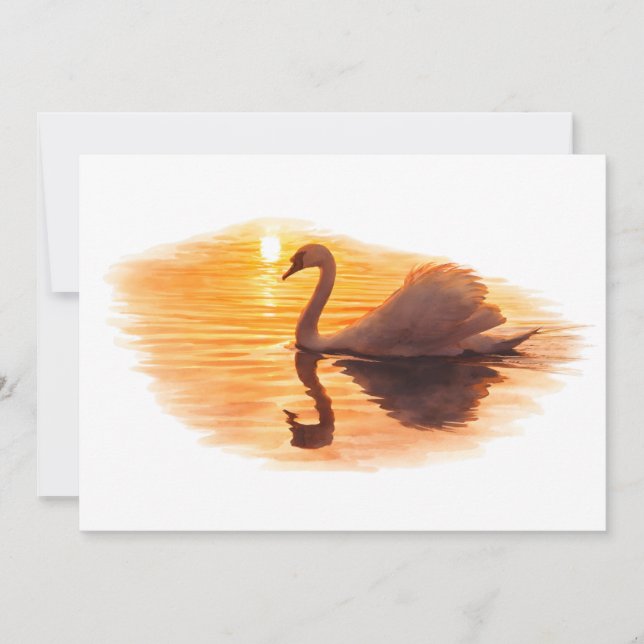 Convites Cisne Deslizando ao Pôr do Sol (Frente)