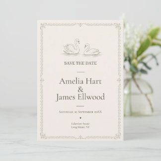 Convites Cisne Elegante Salve a Data | Casamento de Dinheir
