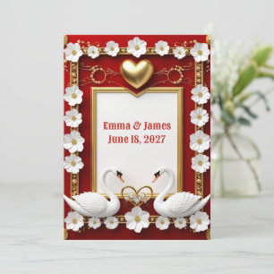 Convites 🌹 Cisne Floral Dourado Casamento Decoração 🦢
