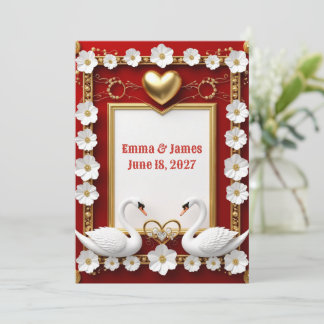 Convites 🌹 Cisne Floral Dourado Casamento Decoração 🦢