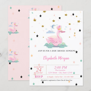 Convites Cisne-Fofo, Tiara, Estrelas, Princesa Chá de fral