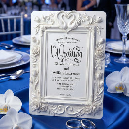 Convites Cisnes e Rosas Em Relevo Falsificado Casamento de