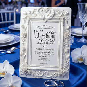 Convites Cisnes e Rosas Em Relevo Falsificado Casamento de 