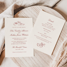 Convites Cisnes Ilustrados em Vermelho Casamento Caprichoso