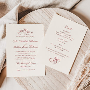 Convites Cisnes Ilustrados em Vermelho Casamento Caprichoso