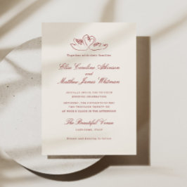 Convites Cisnes Ilustrados Vermelhos Casamento Caprichoso