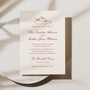 Convites Cisnes Ilustrados Vermelhos Casamento Caprichoso