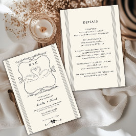 Convites Cisnes Vintage Tudo Em Uma Monograma Casamento