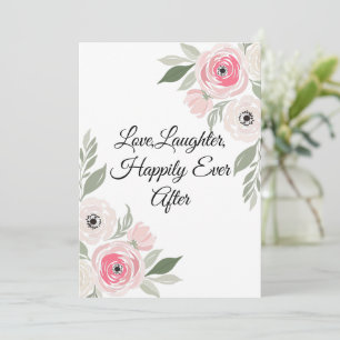 Convites Citação de casamento floral em aquarela rosa elega