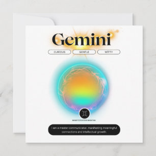 Convites Citação Moderna do Signo Zodíaco Gêmeos Elemento A