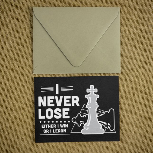 Convites Citação Motivacional de Xadrez Nunca Perca  (Motivational Never Lose Chess Quote Invitation Card)