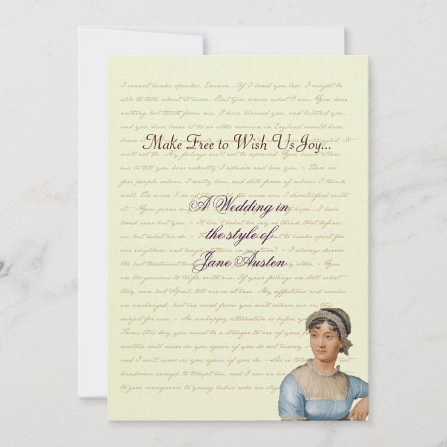 Convites Citações de celebração de casamento de Jane Austen (Frente)