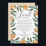 Convites Citrinos aquosos Sweet 16. Laranja-jardim<br><div class="desc">Watercolor floral orange citrino Sweet 16 aniversários com roteiro elegante. Adequado para o jardim botânico ou para o tema da festa do quintal da natureza de verão. Entre em contato comigo se precisar de itens adicionais.</div>