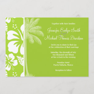 Convites Citron Green Tropical Hibiscus; Summer Palm