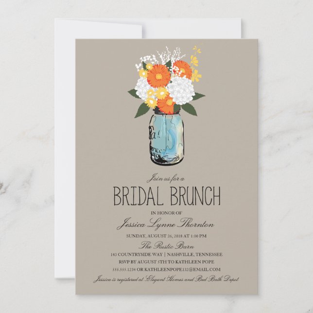 Convites Citrus Bloom Mason Jar| Bridesmaid Brunch (Frente)